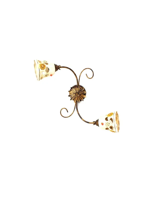 Super Prezzo Plafoniera rustica ferro battuto con ceramica 2 luci Sofia