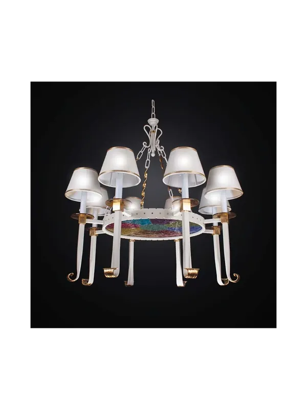 Ordina Subito Lampadario contemporaneo ferro battuto vetrofusione 8 luci BGA 2562/8CP