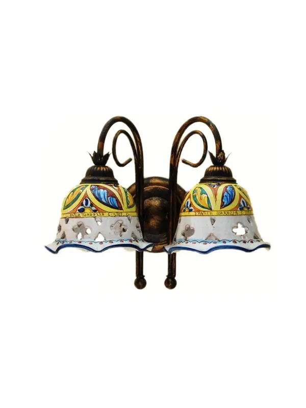 Applique rustico in ceramica siciliana 2 luci Stella Prezzo Ridotto