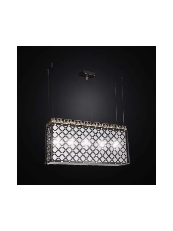 Lampadario contemporaneo ferro battuto e tessuto 5 luci BGA 2552/S60 Promozione