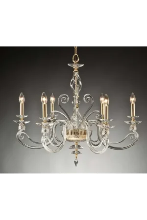 Lampadario in cristallo oro classico 6 luci Design Swarovsky Zuela Must-Have