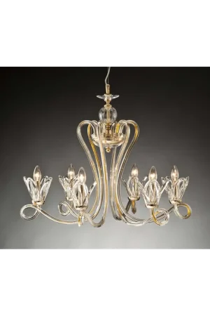 Lampadario in cristallo oro classico 6 luci Design Swarovsky Marcella Quantità Limitata