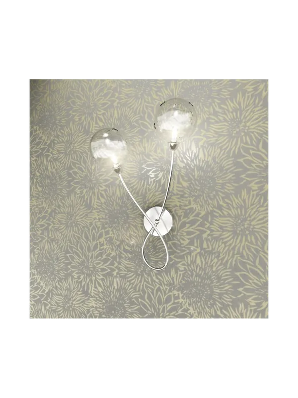 Consegna Rapida Applique cromato 2 luci con vetro trasparente tpl 0723
