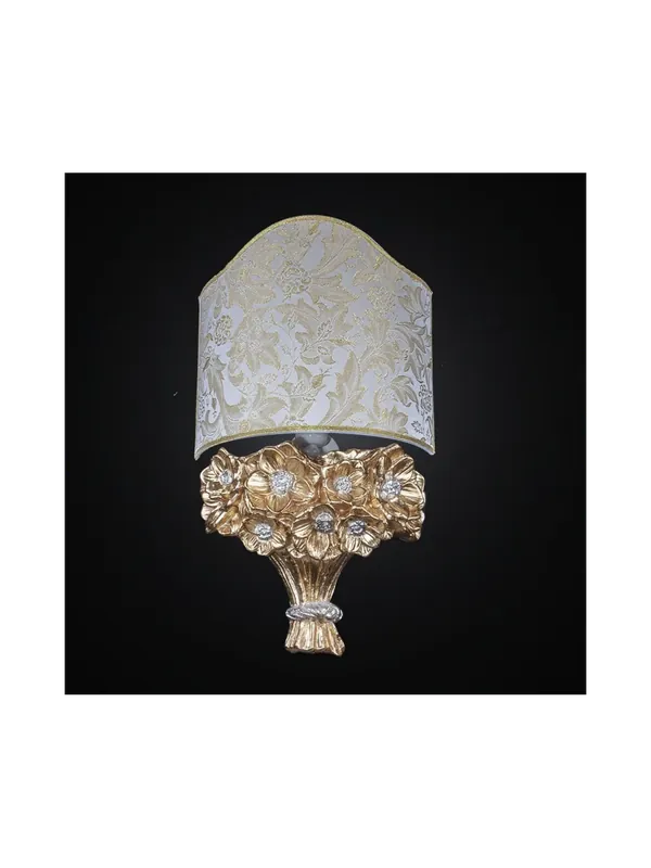 Novità Applique in ceramica mazzo foglia oro e argento 1 luce BGA 2664/A