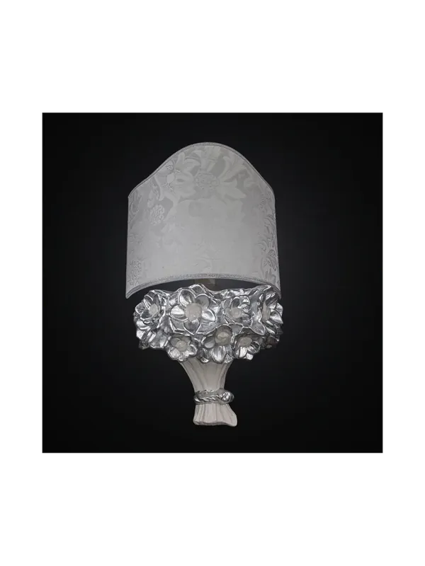 Spedizione Espresso Applique in ceramica 1 luce mazzo bianco foglia argento BGA 2664/A