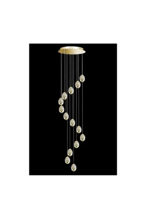 Lampadario led 67,2w oro con cristalli illuminati Golden Egg Professionale
