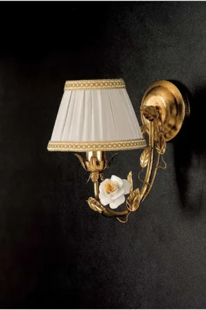 Prezzo Basso Applique classico ferro battuto porcellana foglia oro 1 luce Ap 122/1p