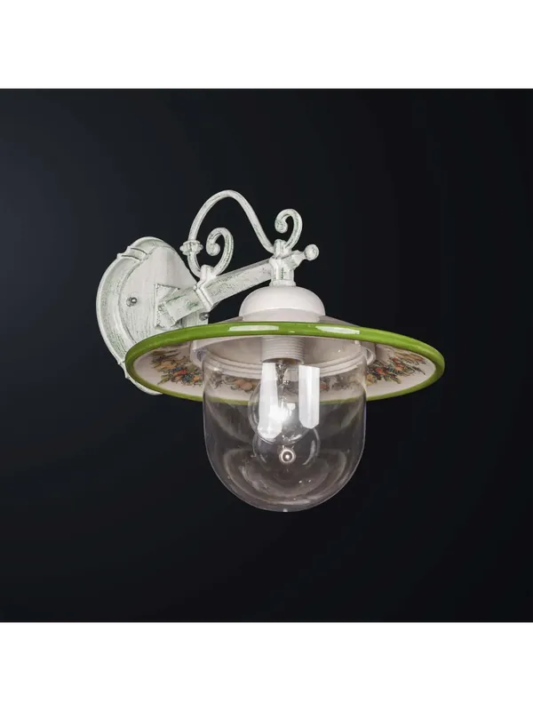 Applique per esterno classico alluminio verde e ceramica 1 luce BGA 3139-a1 Ultimissimo Modello
