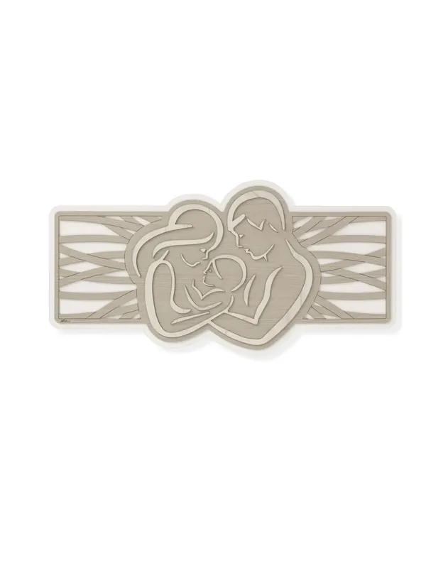 Offerta Lampo Quadro capezzale moderno stilizzato sacra famiglia in legno 120x60 taglio laser AB065