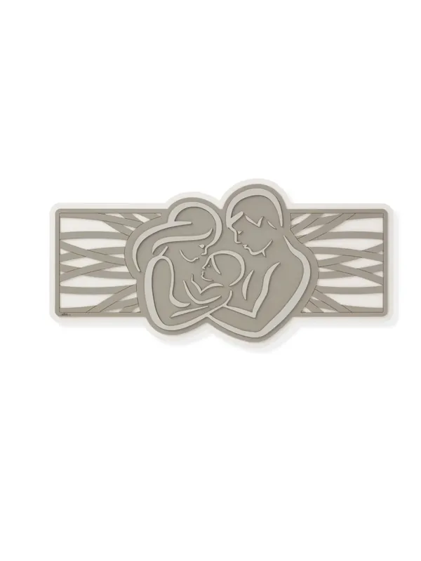 Quadro capezzale moderno stilizzato sacra famiglia in legno 120x60 taglio laser AB064 Di Tendenza