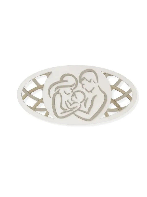 Must-Have Quadro capezzale moderno stilizzato sacra famiglia in legno 120x60 taglio laser AB061