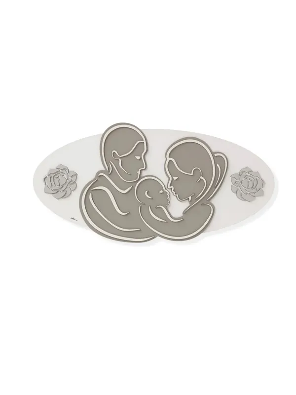 Pagamento Sicuro Quadro capezzale moderno stilizzato sacra famiglia in legno 120x60 taglio laser AB050