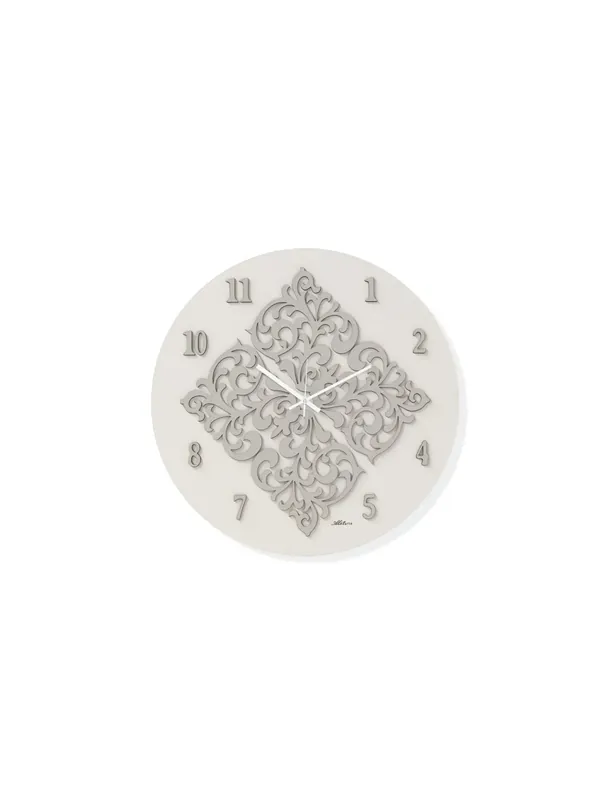 Orologio da parete moderno in legno bianco e grigio taglio laser AB003 Nuova Collezione