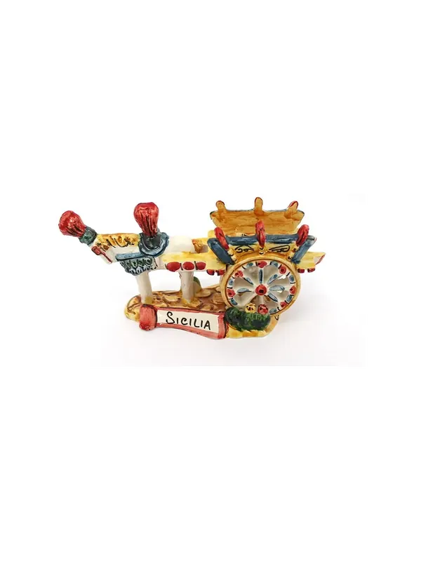 Carretto siciliano in ceramica di caltagirone decoro arancio Subito Disponibile