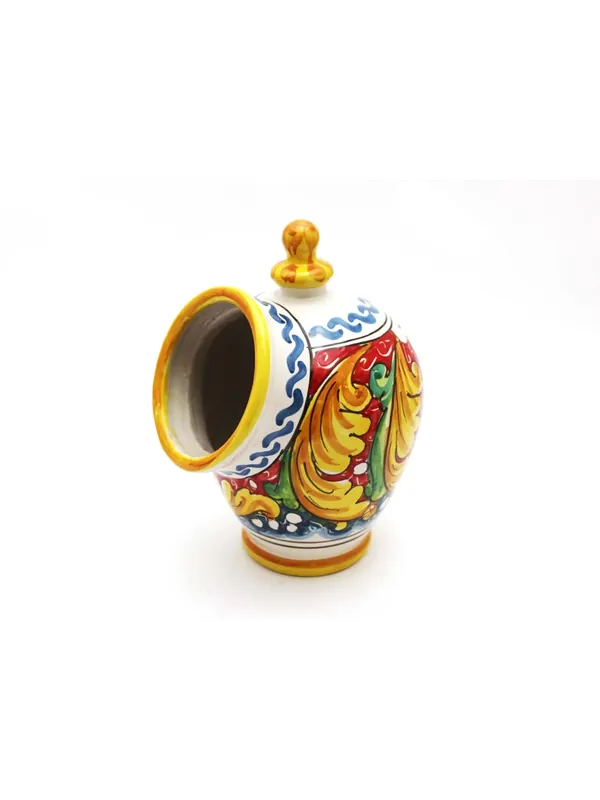 Saliera in ceramica siciliana art.15 dec. Fiore rosso A Buon Prezzo