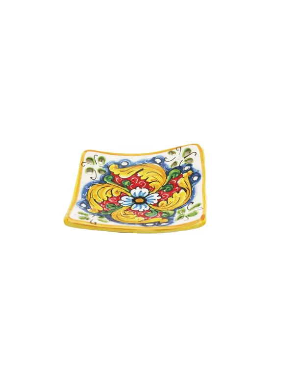 Prezzo Di Fabbrica Svuota tasche in ceramica siciliana art.21 dec. Fiore rosso