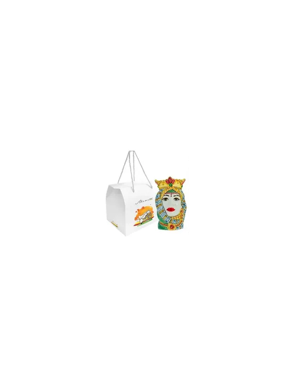 Testa di moro donna h13 cm in ceramica di caltagirone decorata a mano 100208472808 Ultima Occasione