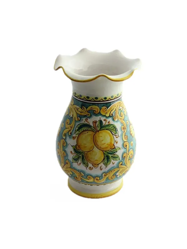Direttamente Dal Produttore Vaso lavorato in ceramica siciliana art.16 dec. Limoni