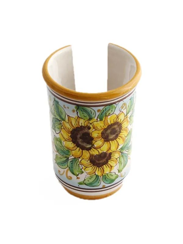 Portabicchieri piccolo in ceramica siciliana art.18 dec. Girasole Sconto