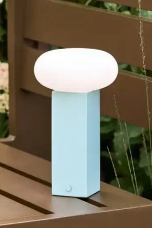 Lampada LED da tavolo ricaricabile LOW, blu, altezza 20 cm, metallo, dimmerabile Esclusivo
