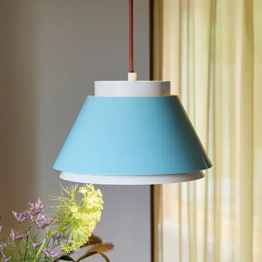 Prezzo Basso Lampada a sospensione Remi, blu/beige, Ø 25 cm, metallo