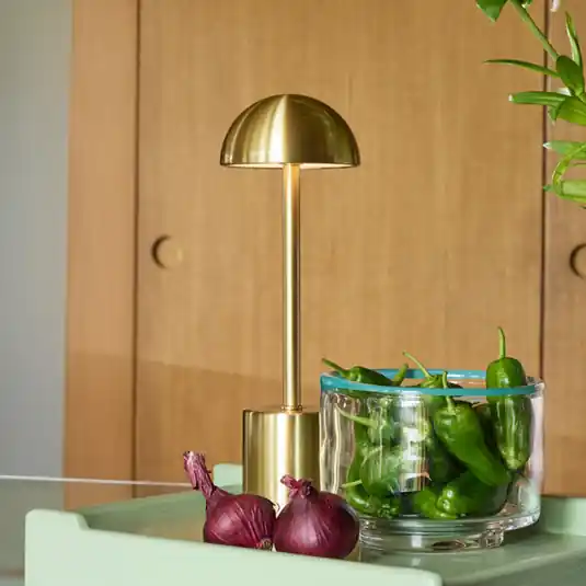 Lampada LED da tavolo Taten, color ottone, altezza 30 cm, metallo Offerta Speciale