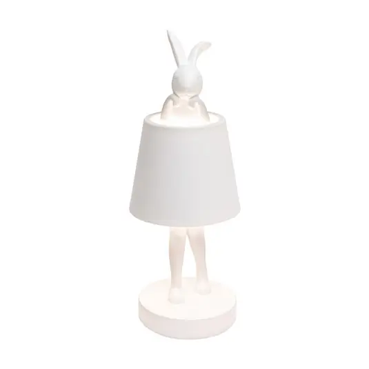 Promo Stagionale Lampada da tavolo a batteria a LED KARE Animal Rabbit, bianca, IP54, 29 cm