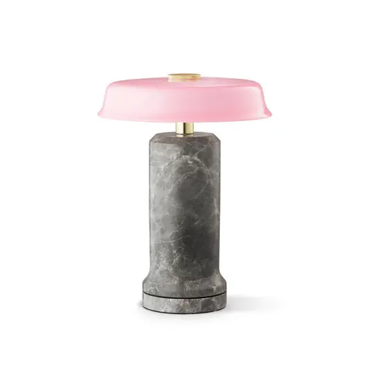 Lampada LED da tavolo ricaricabile Trip No. 2, argento/rosa, marmo, vetro Spedizione Espresso