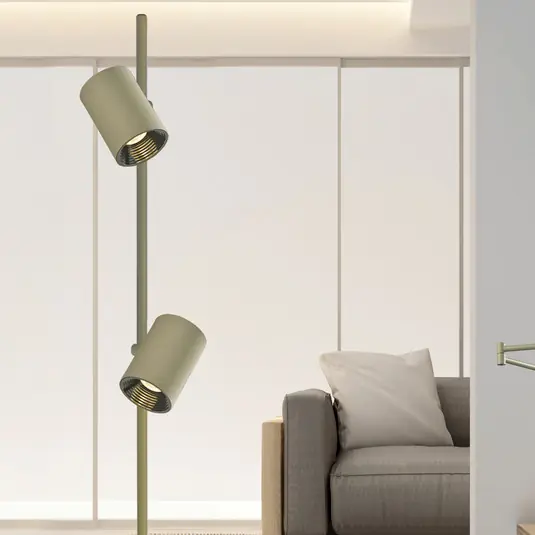Lampada LED da pavimento Melina verde oliva, altezza 162 cm, in metallo, Nuovo Arrivo