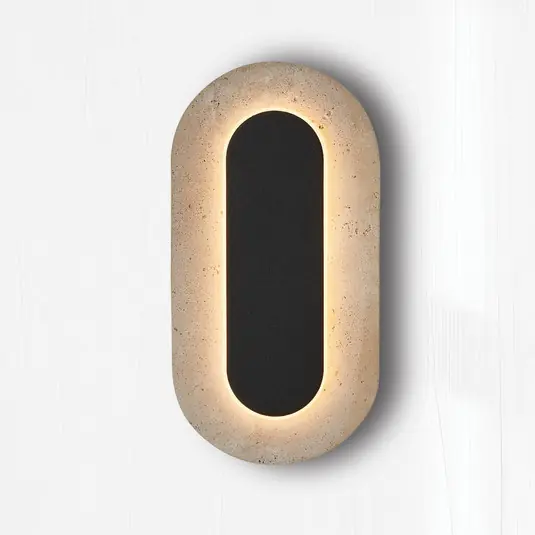 Applique a LED Miranda, beige/nero, altezza 30 cm, pietra Affare