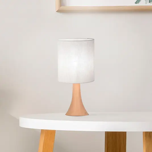Spedizione Espresso Lampada da tavolo Arto, marrone chiaro/bianco, altezza 32 cm, metallo/lino
