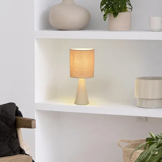 Economico Lampada da tavolo Sally, color avorio/beige, altezza 33 cm, metallo