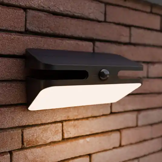 Applique da esterno LED e solare AERO, nera, 21 cm, con sensore, IP54 Nuovo Arrivo