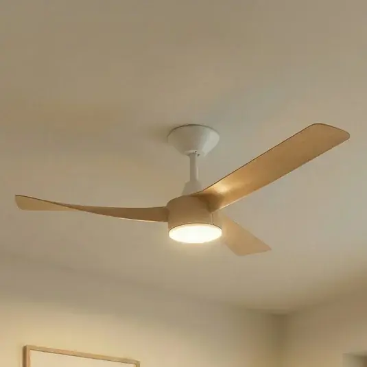 Compra Online Ventilatore da soffitto LED Lucande Airona, bianco/legno, DC, silenzioso,