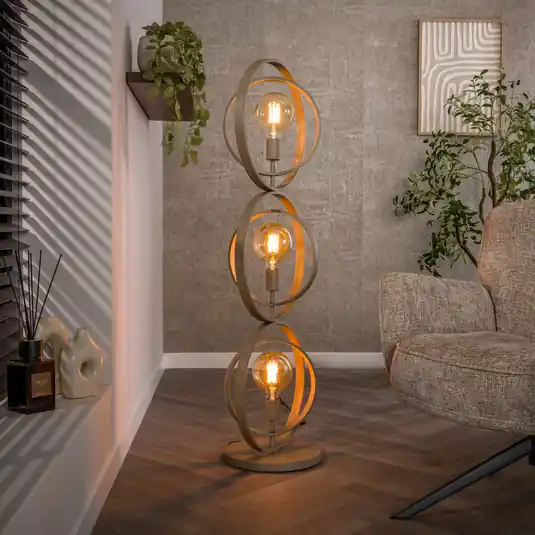 Non Perdere Piantana Turn Around, beige, a 3 luci, altezza 124 cm, E27