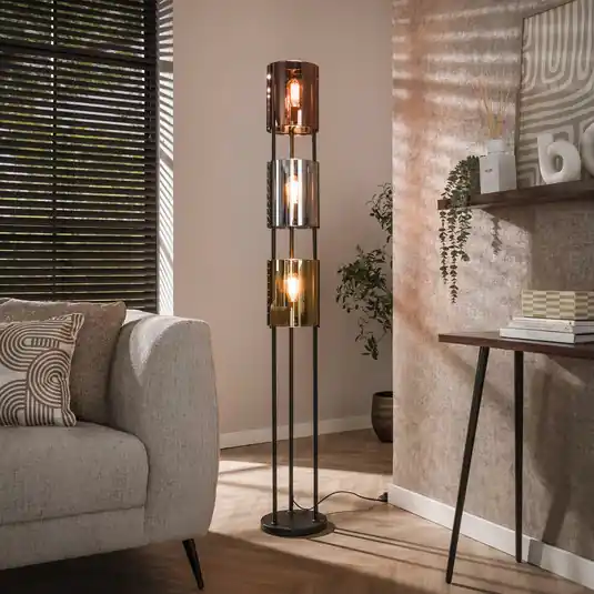Lampada da terra Lucente Tricolore, nera, a 3 luci, 175 cm, E27 Scelto Dai Clienti