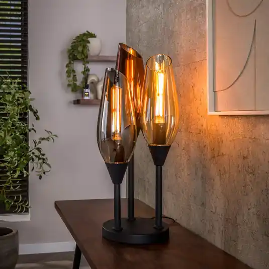 Lampada da tavolo Cocoon, nera, a 3 luci, altezza 59 cm, vetro, E27 Ordina Subito