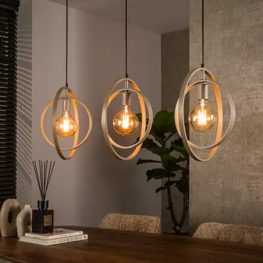 Lampada a sospensione Turn Around, beige, a 3 luci, 130 cm, E27 Soddisfatti O Rimborsati