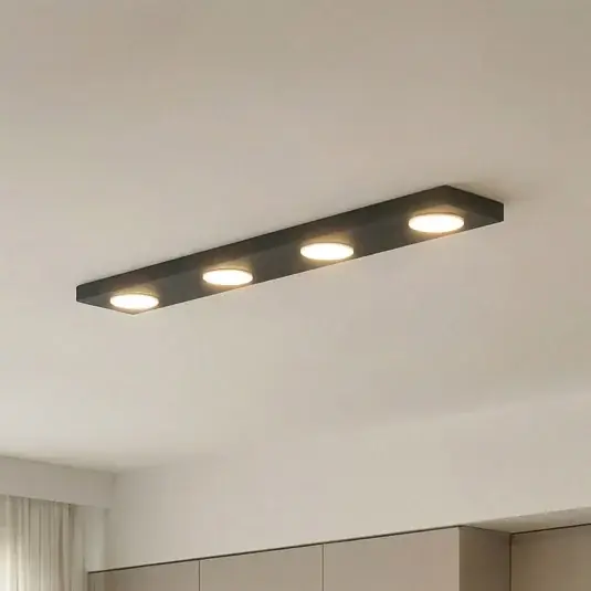 Miglior Prezzo Plafoniera Hero, nera, a 4 luci, 75 x 12 cm, metallo, GX53