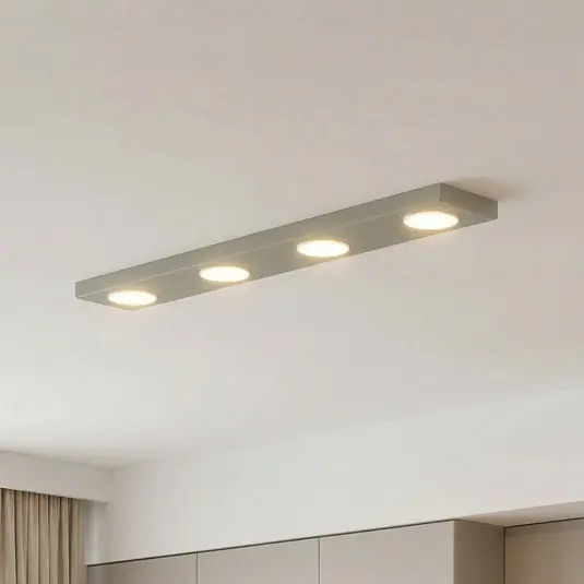 Reso Gratuito Plafoniera Hero grigio-beige, a 4 luci, 75 x 12 cm, metallo, GX53