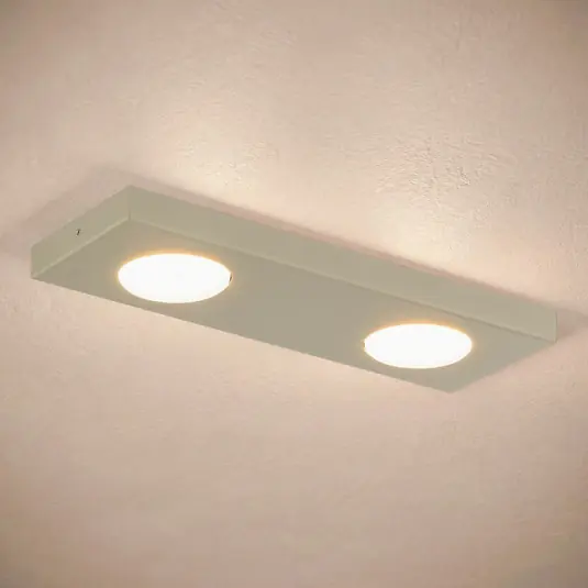 Nuovo Arrivo Plafoniera Hero, grigio-beige, a 2 luci, 35 x 12 cm, metallo, GX53