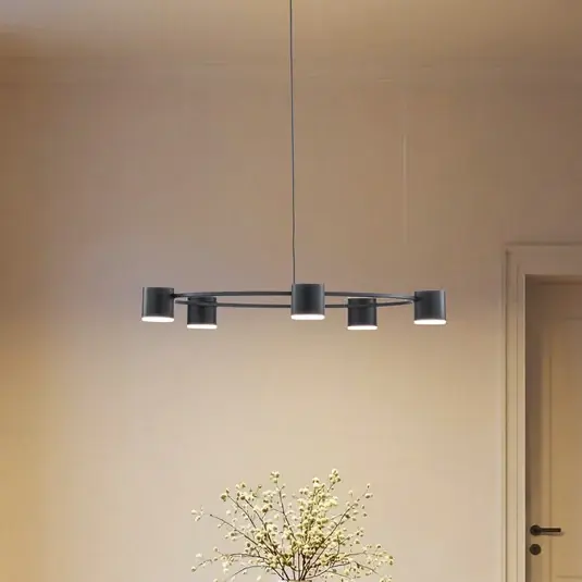 Lampada a sospensione Kodo, a 5 luci, nera, acciaio, GX53 Pagamento Sicuro