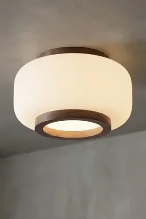 Novità Quitani Plafoniera LED Shiro, Ø 28 cm, legno/vetro, CCT