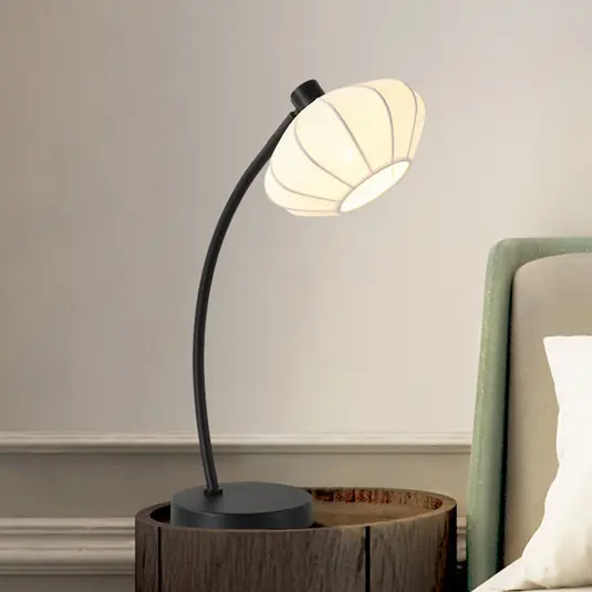Lampada da tavolo Radiant, bianco e nero, altezza 48 cm, metallo/tessuto Prezzo Di Fabbrica