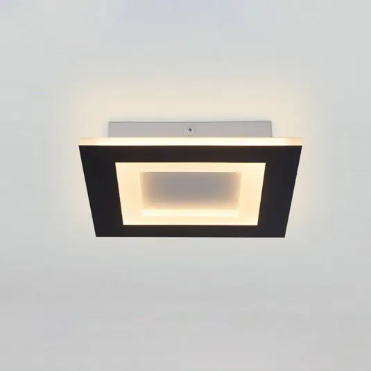 Plafoniera LED Squary, lunghezza 25 cm, ferro bianco e nero, CCT Compra Adesso