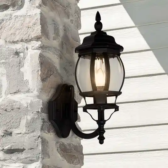Offerta Limitata Applique da esterno Bel Aire, altezza 46 cm, metallo nero/trasparente e vetro