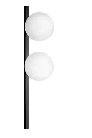 Subito Disponibile Applique Enoire, altezza 60 cm, nera, metallo/vetro, a 2 luci