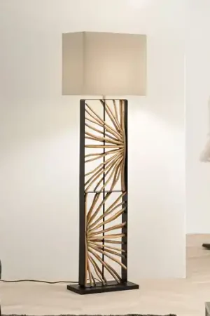 Lampada da terra ETHERNAL nero/legno/bianco, altezza 165 cm, legno/tessuto Super Prezzo