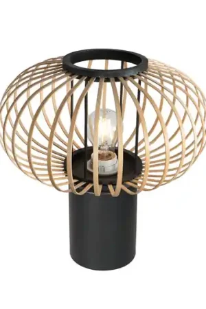 Lampada da tavolo Bloeba, nera, steli di bambù, Ø 31 cm Acquista Ora