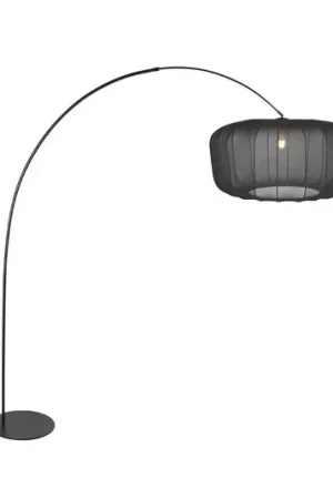 Lampada ad arco Curve, nera, paralume in nylon nero Ø 60 cm Prezzo Di Fabbrica